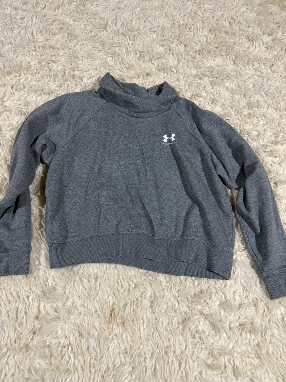 Under Armour Women's Gray Mock Neck Pullover cropped Sweatshirt